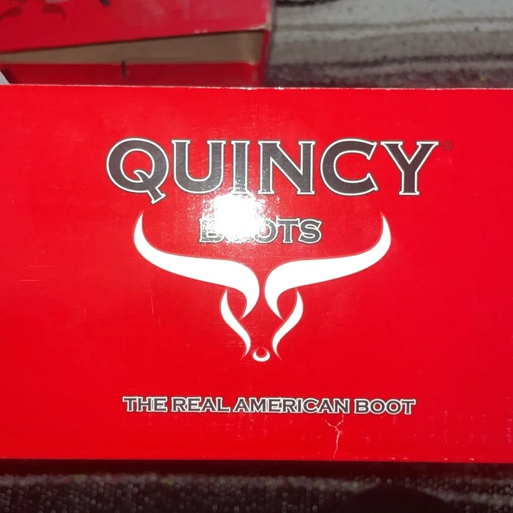 New Quincy Boots The Real American Boot Wide Square Toe Volcano Leather Roses . - Picture 6 of 13